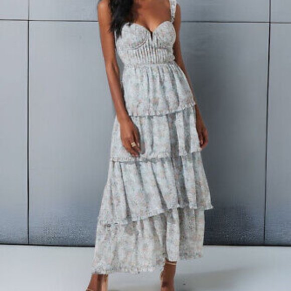 Astr Dresses & Skirts - ASTR Blue Floral Tiered Maxi Dress Size S NWT